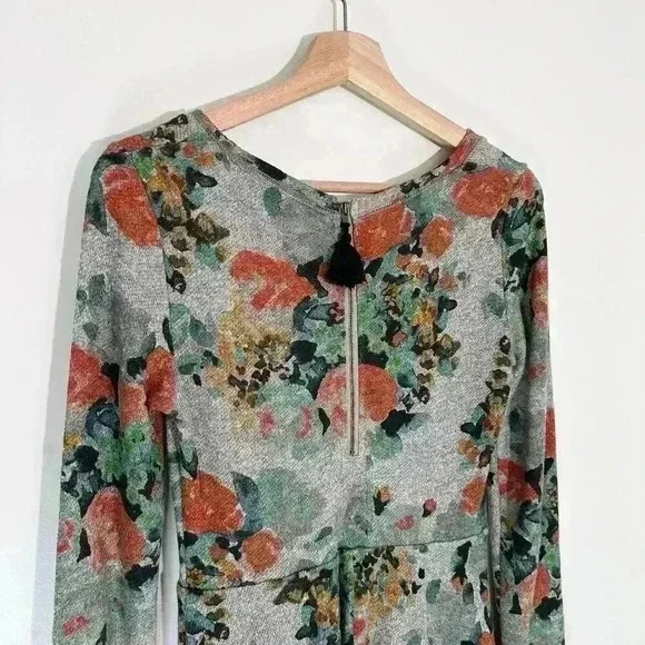 Anthropologie Saturday Sunday Floral Winter Dress Lace | Gray | SZ XS - Picture 5 of 8